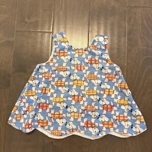 Vintage Holiday Sportswear Miami Toddler Dress 2T Blue Puppy Print Plaid 70s USA